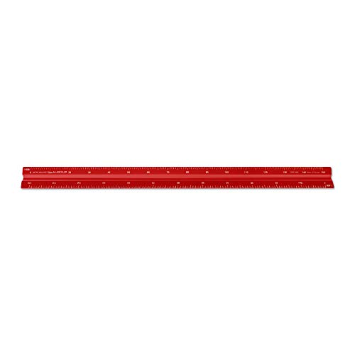 Image of Alumicolor Aluminum Architect Metric Solid Drafting Scale, 30 Centimeter, Red