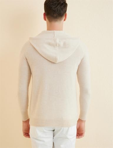 Men's Knit Hoodie Sweater 100% Merino Wool Knit Hooded Sweater Fall Winter Warm Long Sleeve Pullover2