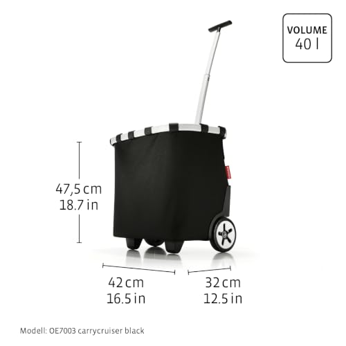 Foto von reisenthel carrycruiser in Schwarz – Tragbarer Einkaufstrolley mit stabilem Aluminiumrahmen, Schultergurt und herausnehmbarer Netz-Innentasche – Aus wasserabweisendem Material