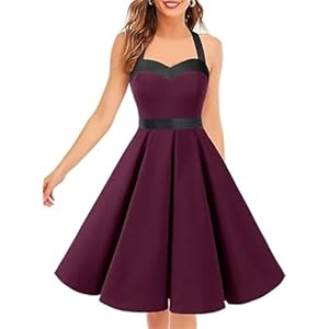 DRESSTELLS Rockabilly Kleider Damen Etuikleid Elegant Cocktailkleid Neckholder Partykleid Polka Dots Festlich Knielang Etuikleid Elegant Tanzkleid für Hochzeit