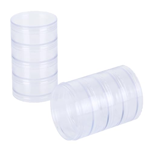 Image of TDOTM 4 Layer Bead Storage Organizer, Stackable Transparent Round Cylinder Plastic Cosmetics Jewelry Beads Sewing Pills Storage Jars Container Box (4Layer)