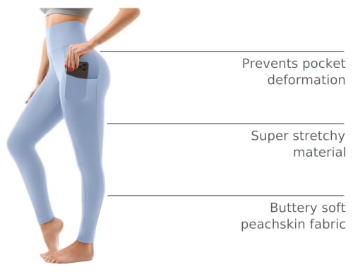 Image of SINOPHANT High Waisted Leggings with Pockets Women, Full Length Capri Buttery Soft Stretchy Yoga Pants