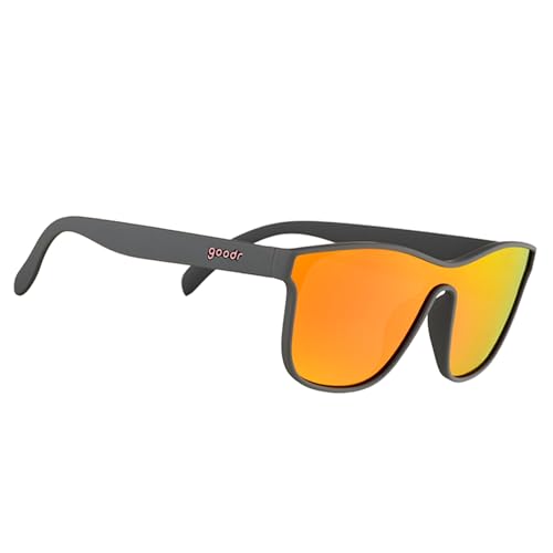 goodr Voight-Kampff Vision Polarized Sunglasses for Men & Women, Medium Sized (VRG), Gray Solid Frames with Rose Mirrored Reflective Lens, UV400 Protection, No Slip, No Bounce