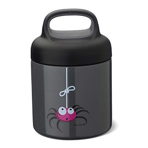 Carl Oscar Liten termoflaska isoleringsburk för soppa, fruktsallad, pasta etc. för barn av dubbelväggigt rostfritt stål i grått, Ø 8,7 x 13,5 cm, 0,3 l