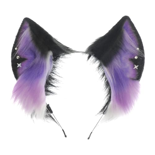 Faux Wolf Ears Headwear Faux Fur Headbands Headdress Halloween Fox Cosplay Costume Accessories for Women