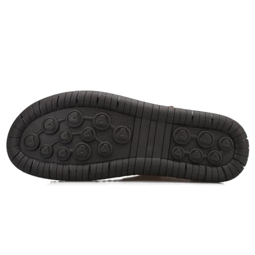 Men's Casual Leather Loafers Fashion Comfortable Chelsea Boots Hand Stitched Slip On Mid-top Shoes Yellow (Velvet) 73