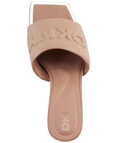 Image of DKNY Women's Keke Square Toe Heeeld Sandal Mule With Logo | Party Sandals