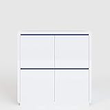 Highboard mit 4 Türen Phönix 158868WE Prana Highboard mit 4 Türen und wechselbaren Schattenleisten, weiss hochglanz