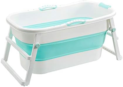 YONGJUN Foldable Portable Children's Bathtub, Toddler Baby Plastic Thick Bath Home, Large Space, Pink, Blue (Color : Blue)