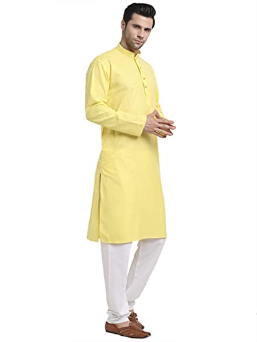 Image of KRAFT INDIA Men Cotton Striped Kurta Pyjama Set
