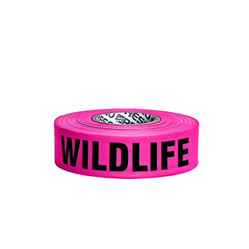 Presco Printed Flagging Tape: 1-1/2 in. x 50 yds. (Neon Pink with Black \"WILDLIFE\" printing) [NON-ADHESIVE]