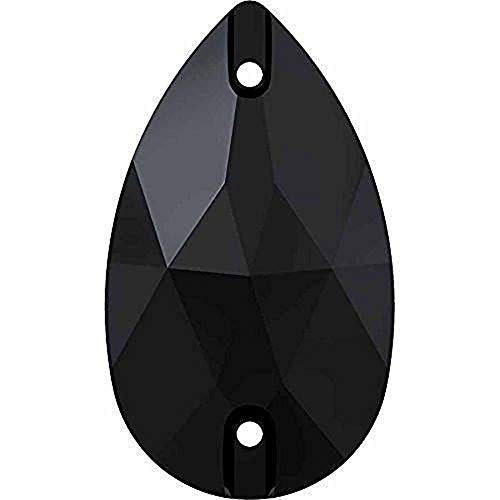 PENVEAT Jet Black 3230 Drop Cucire su Strass Pietra di Cristallo Posteriore piatta Cucitura nera Strass Perline di vetro per Abito, 17x28mm 12 pezzi