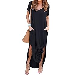Alternative view of GRECERELLE Women's Casual Loose Pocket Long Dress Short Sleeve Split Maxi Dresses