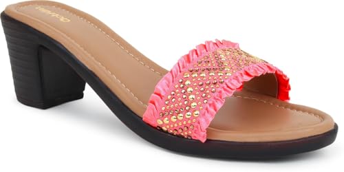 Image of Action Women's Knitted Mule Sandals| Block Heel 10cm| Peep-Toe Design Beige