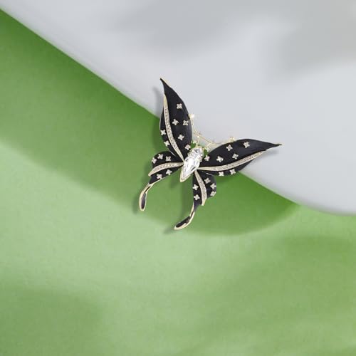 Image of ABJFJE Gold Enamel Crystal Butterfly Brooches for Womne Elegant Rhinestone Pearl Animal Brooch Pins Fashion Jewelry Brooch pin Accessories for Women Gift