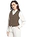 CFRTMTBB Suit Vest for Women V Neck Button Down Sleeveless Business Casual Vest Tops Waistcoat Blazer Dressy Vests (Coffee,S)