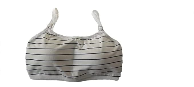 Women's Sports Bra, White with Black Stripes, Adjustable Straps (Size Medium)-image-24
