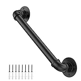 Willstar 3FT Industrial Staircase Handrail Non-Slip Pipe Bar Foot Rail Wall Mount Stair Rail Vintage Grab Bar for Steps Black Iron Pipe Handrail for Outdoor Indoor Stairs Loft Porch Hand Rail (3ft)