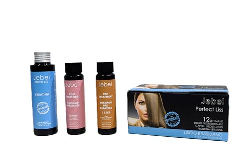 JEBEL Perfect Liss - Kit Stiratura Brasiliana - 12 settimane liscio professionale - Kit Mantenimento Stiratura - Trattamento Intensivo e Protettivo e Riparatore con Cheratina - Senza Formaldeide