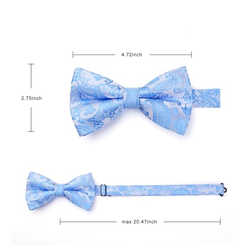 Image of HISDERN Bow Ties for Men Paisley Floral Pre-tied Bowtie Pocket Square Set Men's Formal Bow Ties Wedding Party
