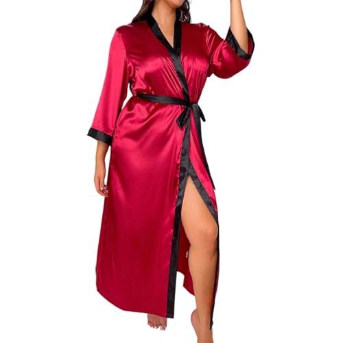 Pyjama en satin long grande taille pour femme au toucher doux