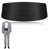 Shimmeroo 33.5 Inch Cummerbund, Plain Black Tuxedo Belt with Adjustable Elastic Band, Formal Wedding Suit Accessories for Men Tuxedo