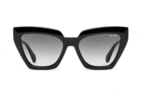 Image of XITE Polarized Cat Eye Sunglasses for Women | Stylish Oversized Square Black Frame with Smoke Gradient Lens | UV400 Protection | Trendy Designer Eyewear for Driving, Travel & Outdoor (1077)