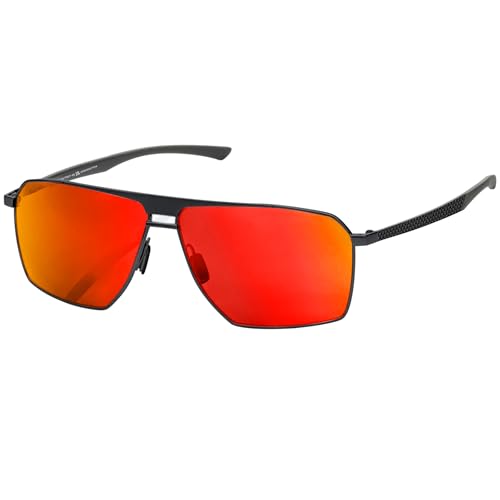 SIPLION Polarized Sunglasses for Men for Driving, UV Protection Carbon Fiber Frame Lightweight 2.0 Lenses for Fishing 8211 black/red