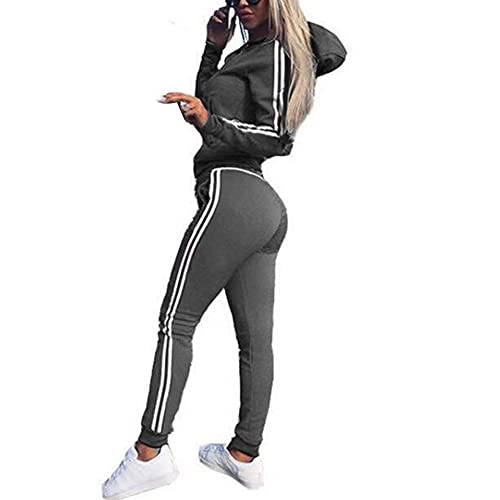 Survêtement femme manches longues zippé ensemble de sport confortable gris 40
