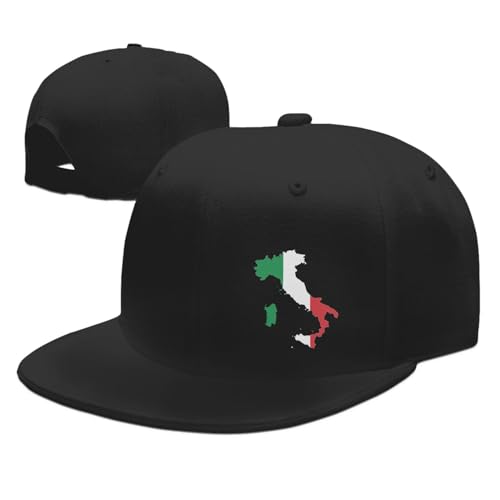 Italy Italian Flag Snapback Hat Hip Hop Style Flat Bill Brim Hats Baseball Cap Black