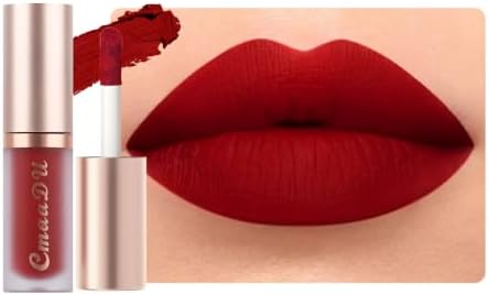 evpct 1Pcs Ruby Brick Red Matte Liquid Lipstick Lip Gloss Glossy Set for Black Women 24 Hour Silky Velvet Lipstick labiales matte larga duracion mate 24 horas originales 08#
