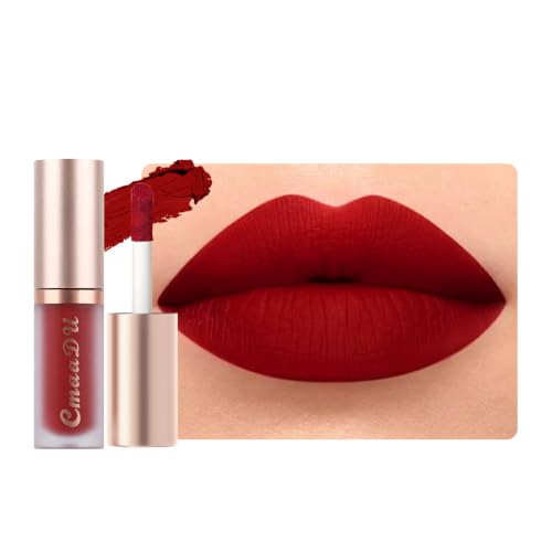 evpct 1Pcs Ruby Brick Red Matte Liquid Lipstick Lip Gloss Glossy Set for Black Women 24 Hour Silky Velvet Lipstick labiales matte larga duracion mate 24 horas originales 08#