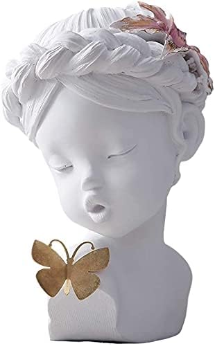 Miniatura 3 de Estatuas de niña de resina besándose mariposa niña, escultura moderna para niñas, adorno artesanal para sala de estar, decoración de mesa,