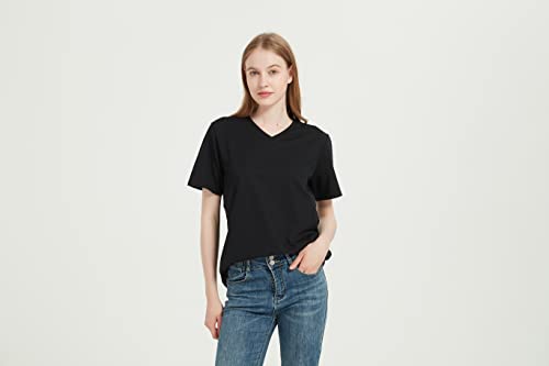 Image of Women's Black Color Radia-Shield, Emf Shielding, Silver Fabric V Neck T-Shirt, Anti Radiation Protection to 99.99% (as1, Alpha, jaspo l)
