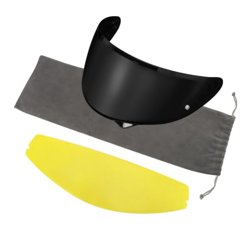 Image of PSLER Shatterproof Motorcycle Helmet Visor for HJ-34P C10,(Film&Deep Black) | Impact-Resistant ,UV400 Protection, Motorcycle Tinted Face Shield for HJ-34P C10,Visor Replacement