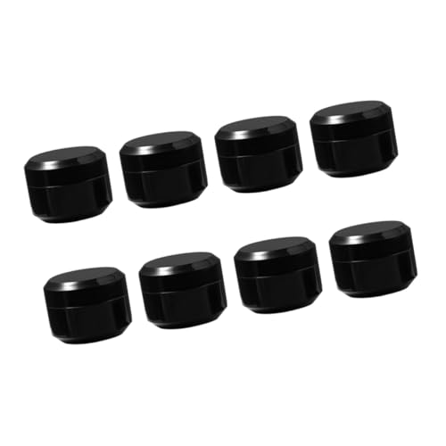 Healeved 8pcs Refillable Cosmetics Bottles with Lids Multipurpose Cream Containers for Face and Eye Cream Compact Travel Toiletries Storage Jars Black