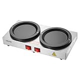 VEVOR Commercial Coffee Decanter Warm Plate, 80W x 2 Coffee-Carafe Warmer, Dual Warming Plates with Independent Control, Fits 1.8L Standard Glass Decanter, for Coffee Shop, Home, Office & Restaurant