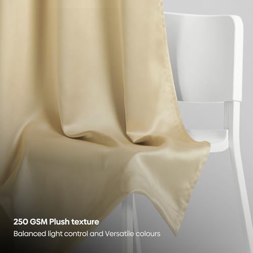 Image of Rivermoor 5 Feet Blackout Curtains Set of 1 | Solid Window Curtain for Living Room & Bedroom | Beige | 80% Room Darkening | 250 GSM | Acrylic Eyelet | 114 x 152 cm