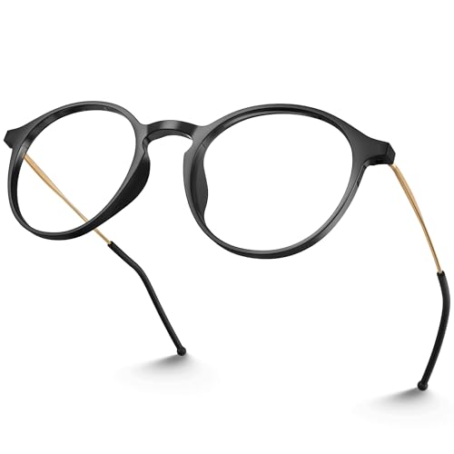 Image of VISOONE Lightweight Anti-Slip Blue Light Blocking Glasses Niko | Clear Lense UV400 Round Frame Fashion Cute Slim Eyewear for Women Men non prescription