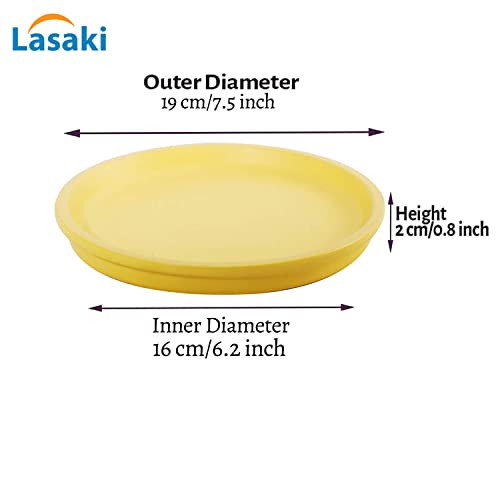 Image of Lasaki Round Ceramic Trays (Plates Saucers) for Pots, planters, Flower, Succulent(Set of 2,Saffron,6 inch) R6(Plants not Included)