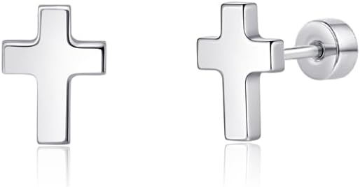 Limerencia Titanium Stud Earrings - Hypoallergenic Earrings for Women Men Sensitive Ears - Minimalist Jewelry Flatback Cross Bolt Cartilage Earrings