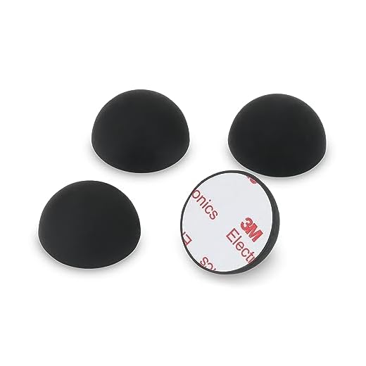 Dynavox amortiguadores de elastómero de Silicona ED32, 4 pies absorbentes universales para Altavoces, amplificadores y Tocadiscos, amortiguadores de resonancia con Superficie Adhesiva 3M, Negro