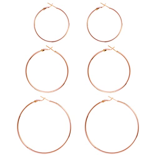 Image of DAILY VIBES Simple Big Thin Hoop Earrings for Women Trendy, 3 Pairs | 925 Sterling Silver Post Large Hoops, 14K Gold or Silver Plated Loop, Hypoallergenic Hoop Earrings Set