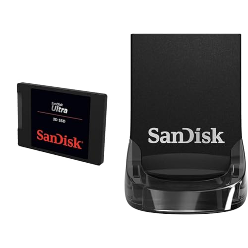 SanDisk Ultra 3D SSD 2 TB SSD interne SSD Festplatte & Ultra Fit USB 3.2 Flash-Laufwerk 128 GB