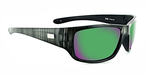 Optic Nerve - 2022 Premium & Affordable Polarized Sport Sunglasses For Men/Women, Contra Edition With Matte Vertical Driftwood Grey Frame/Smoke/Green Mirror Lens #TOP20