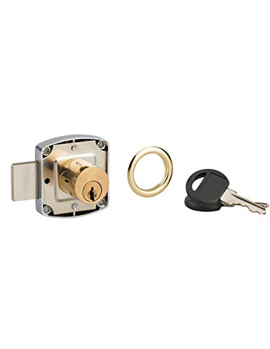 THIRARD - Serrure de meuble en applique pour porte d'ameublement, axe 20mm, 40x40mm, nickelé, 2 clés