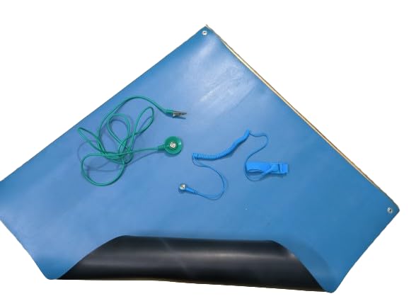 ESD ANTI STATIC MAT with Ground Cord & Wrist band 1 set for Mobile & electronic repairing workbench (1x4 Feet, Blue)-image-38