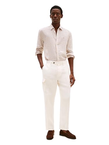 Image of Tommy Hilfiger Men's Long Sleeve Casual Linen Button Down Shirts in Regular Fit