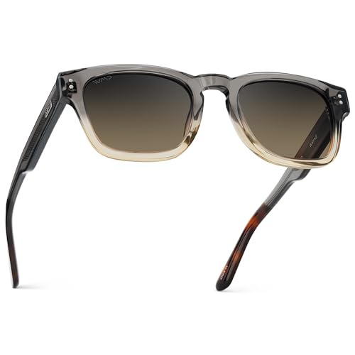 WMP Eyewear – Men’s Polarized Rectangular Sunglasses: Thick Acetate Frame, Modern Style