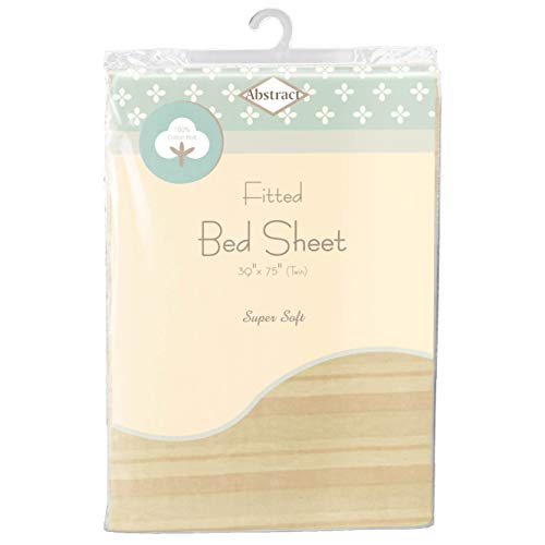 Abstract Fitted Bed Sheet Soft Jersey Comfort Deep Pocket For Twin Mattresses (39" X 75", Striped Beige) #TOP5